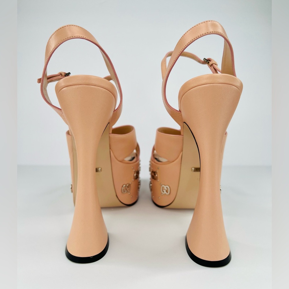 GUCCI JANAYA INTERLOCKING G PLATFORM PLATO ANKLE STRAP STUD SANDALS SIZE EU 40.5 - Picture 5 of 13